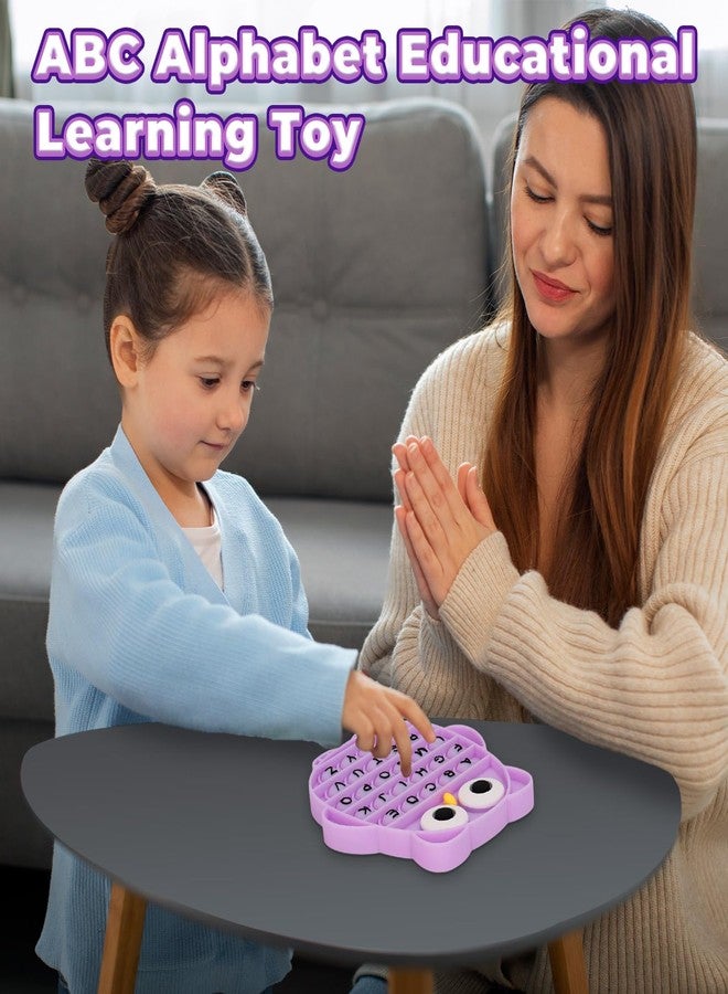 DEARIDAP Owl Fidgets for Adults, Owl Shaped Silicone Squeeze Sensory Object, Alphabet Bubble Stress Anxiety Relief Relax Tools for Adults School Classroom Gift Party Favors (Purple) - Image 3